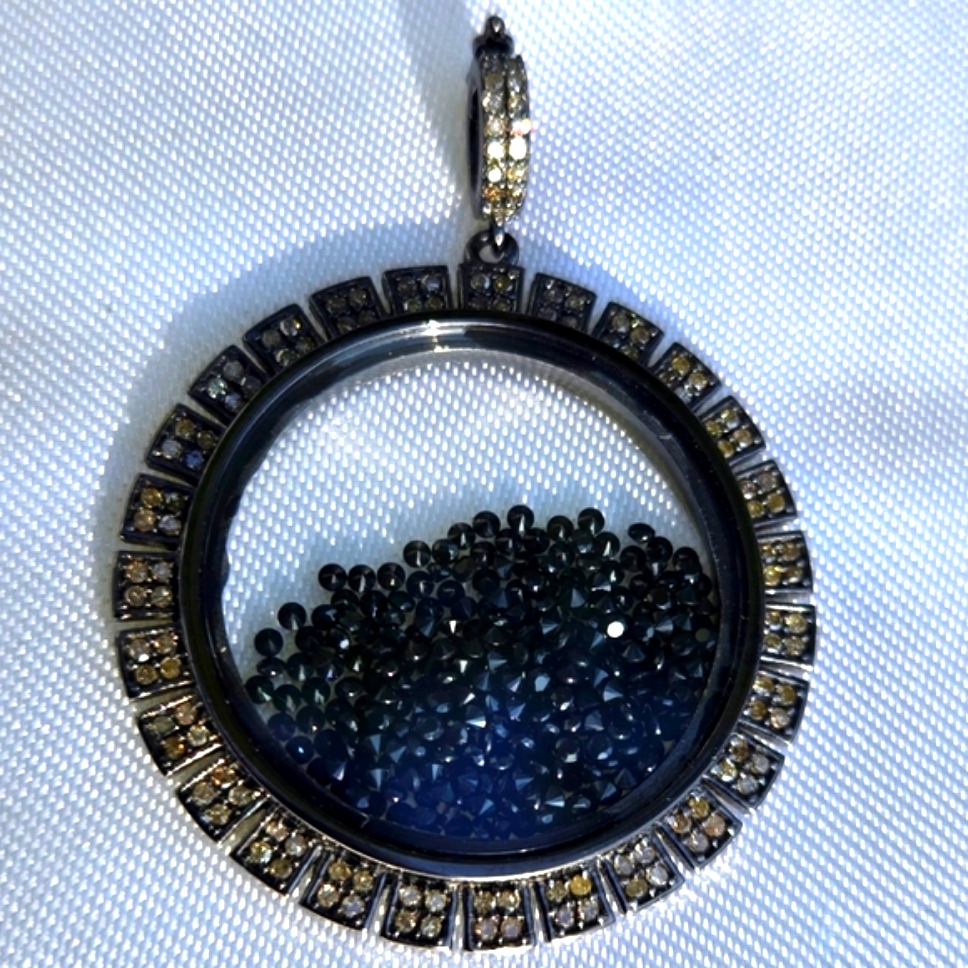 Rarities Champagne Diamonds, Loose Black Spinel 2.95ctw. Set In 925 Ss